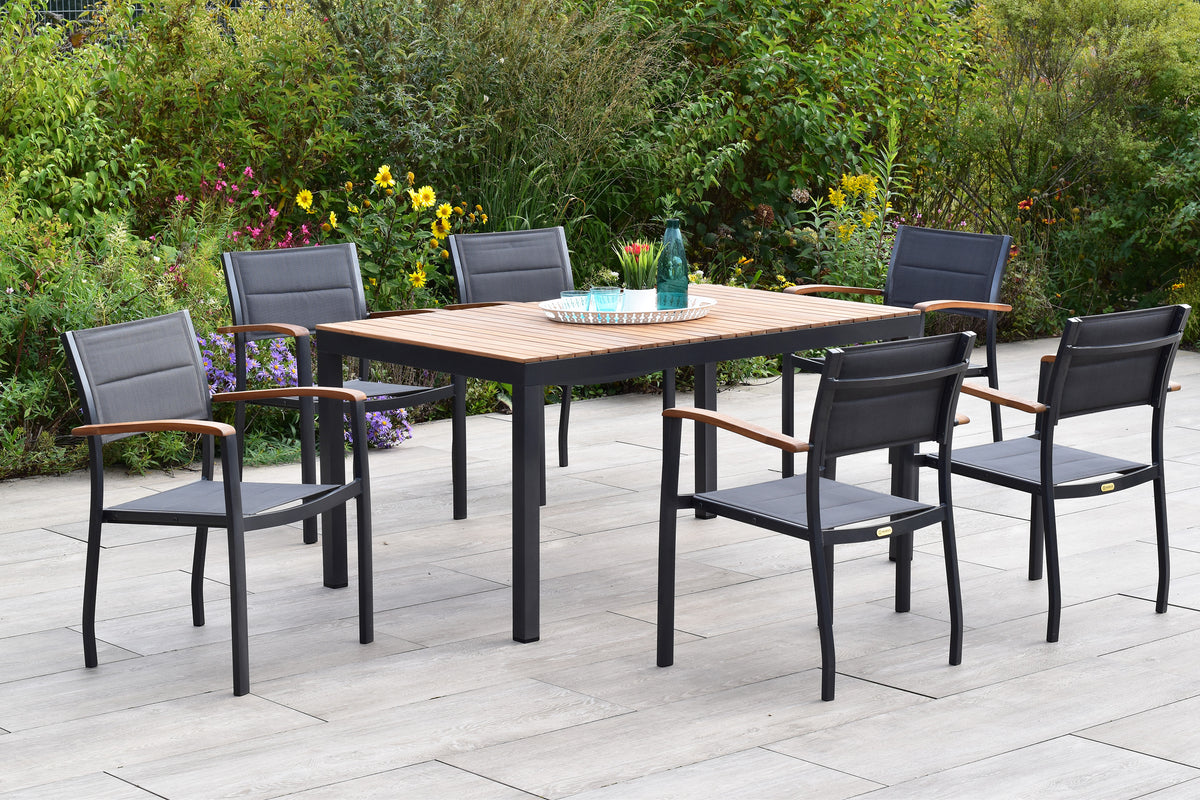 Paxos Set 7tlg.
Aluminium/Textil/Akazie