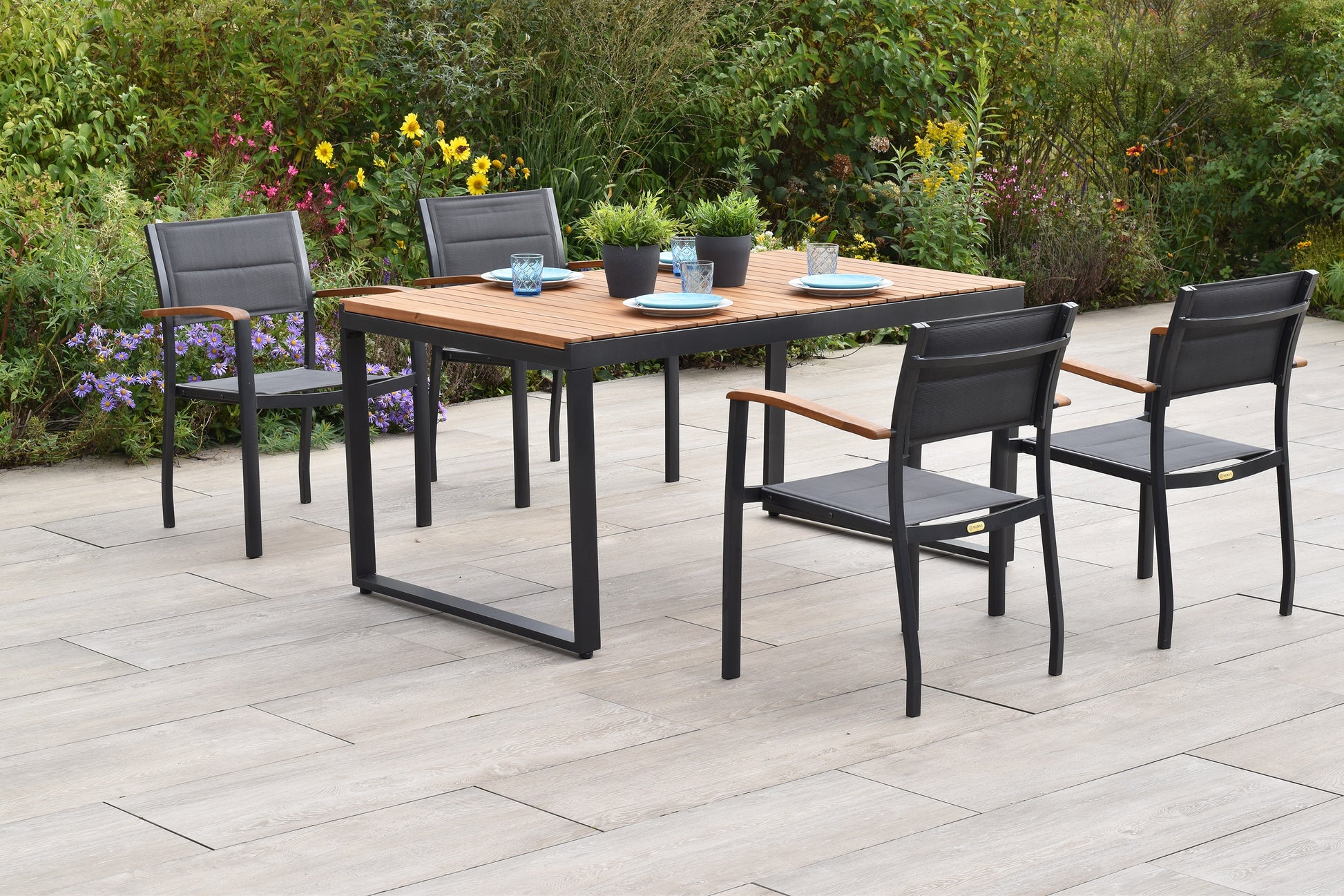 Paxos Set 5tlg.
Aluminium/Textil/Akazie