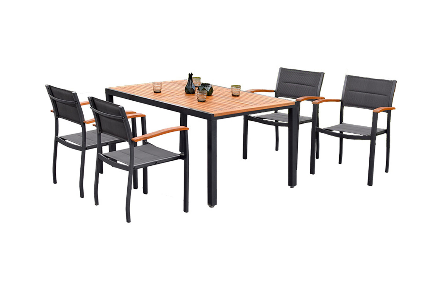 Paxos Set 5tlg.
Aluminium/Textil/Akazie