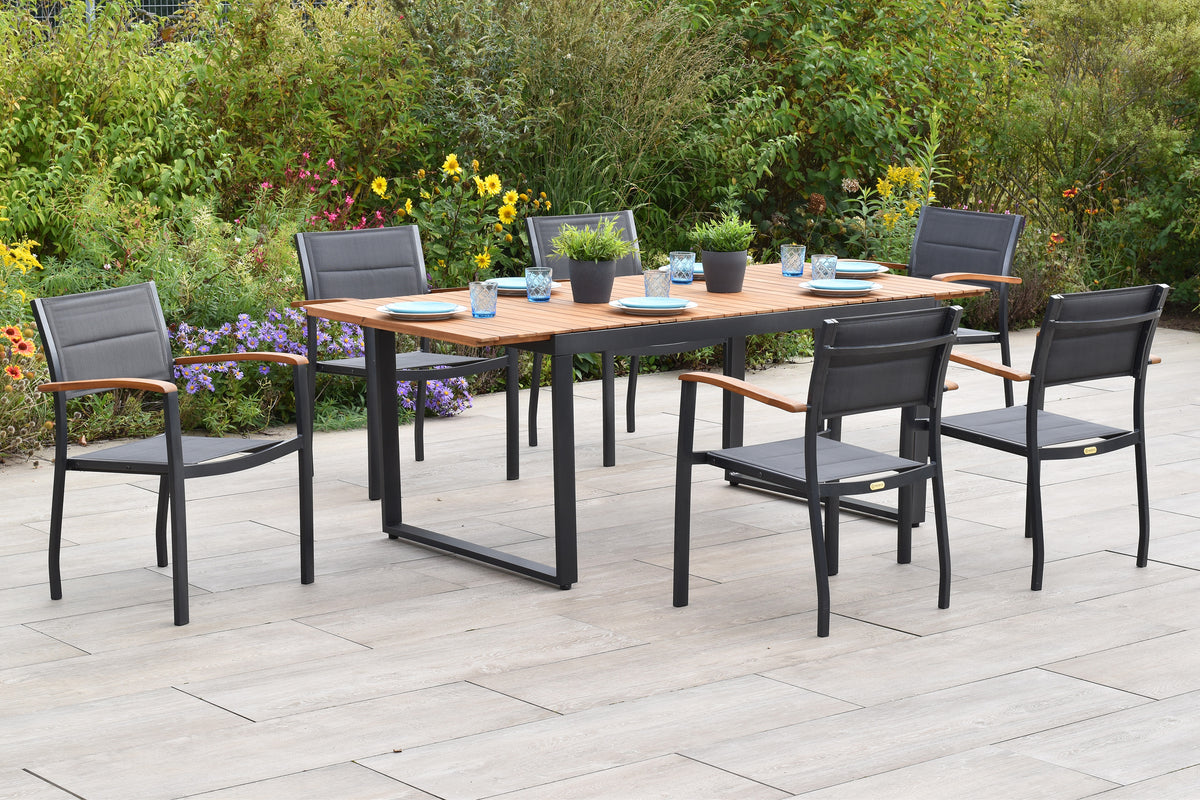Paxos Set 7tlg.
Aluminium/Textil/Akazie
