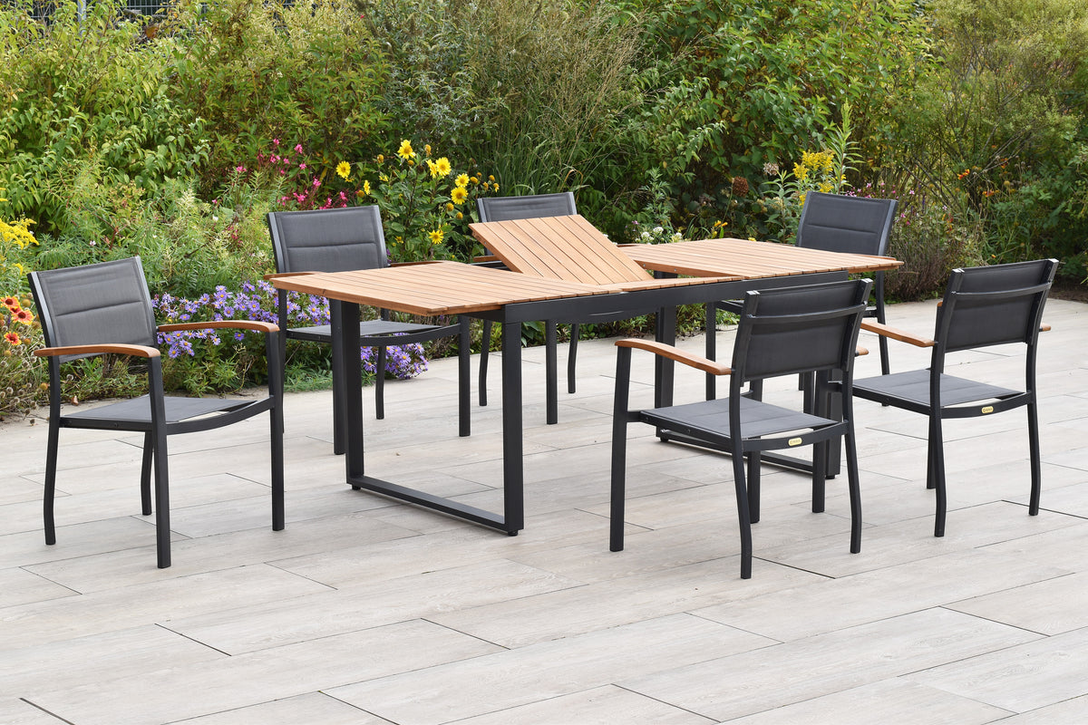 Paxos Set 7tlg.
Aluminium/Textil/Akazie