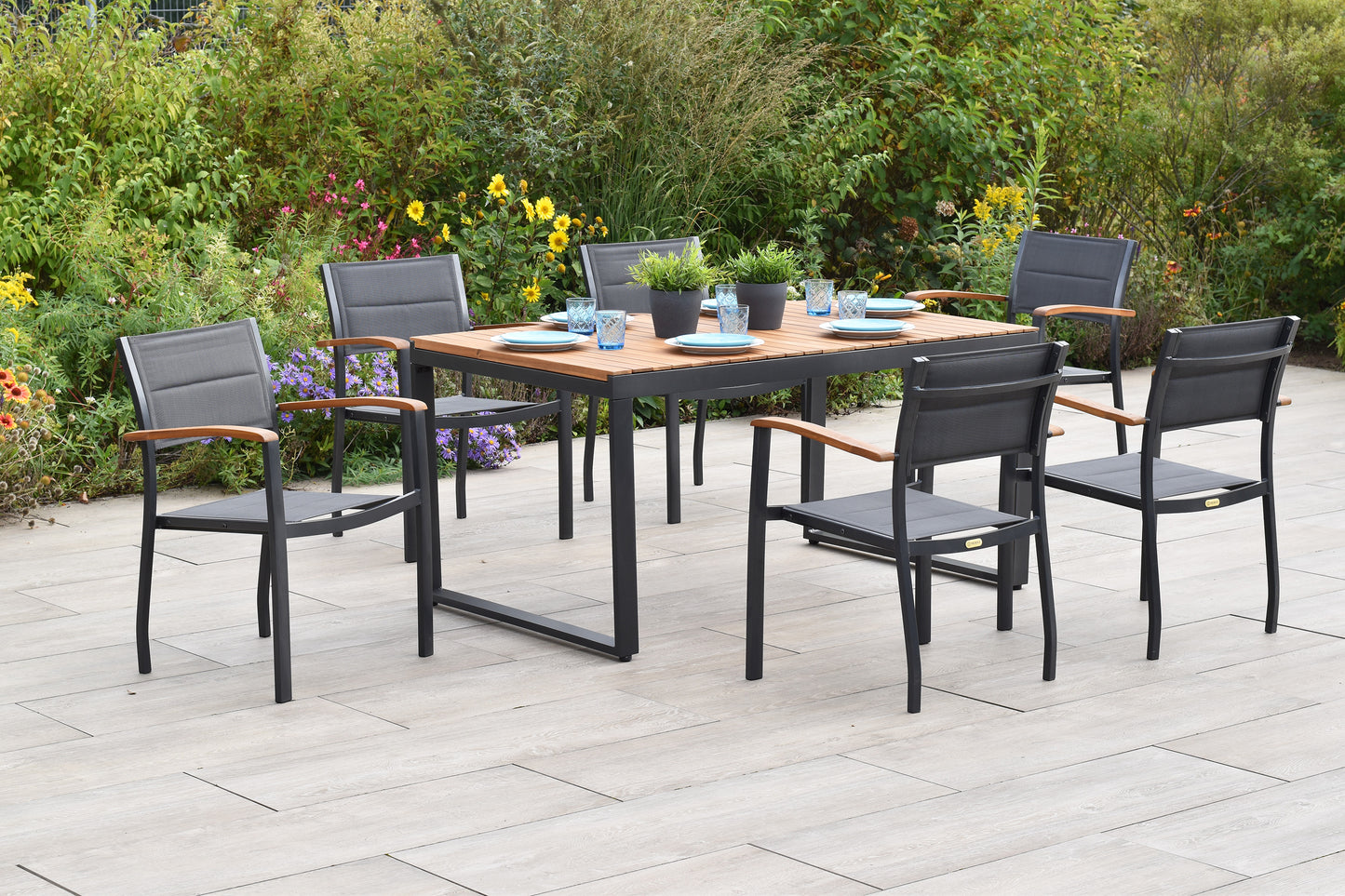Paxos Set 7tlg.
Aluminium/Textil/Akazie