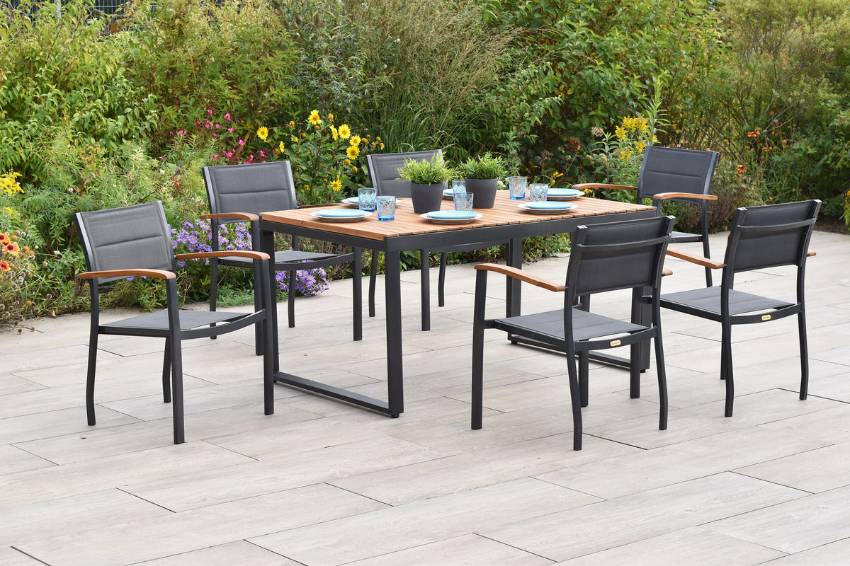 Paxos Set 7tlg.
Aluminium/Textil/Akazie