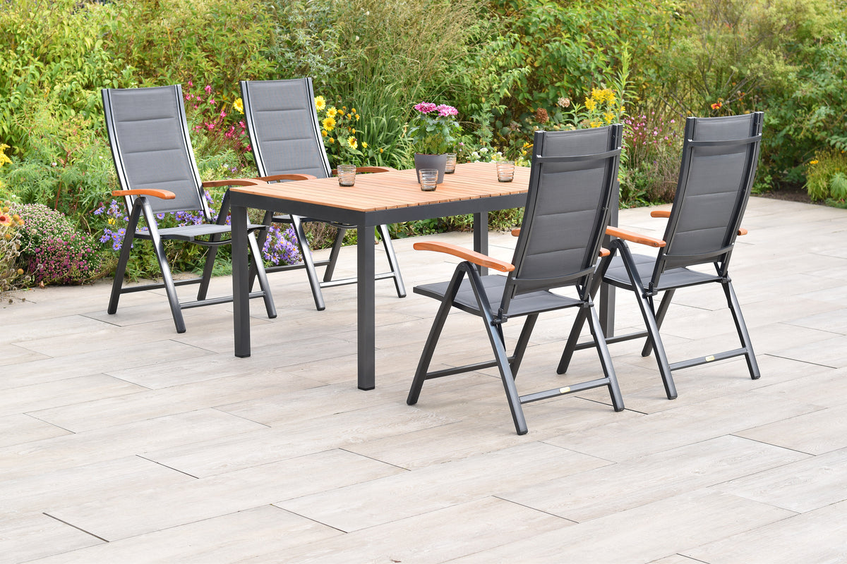 Paxos Set 5tlg.
Aluminium/Textil/Akazie