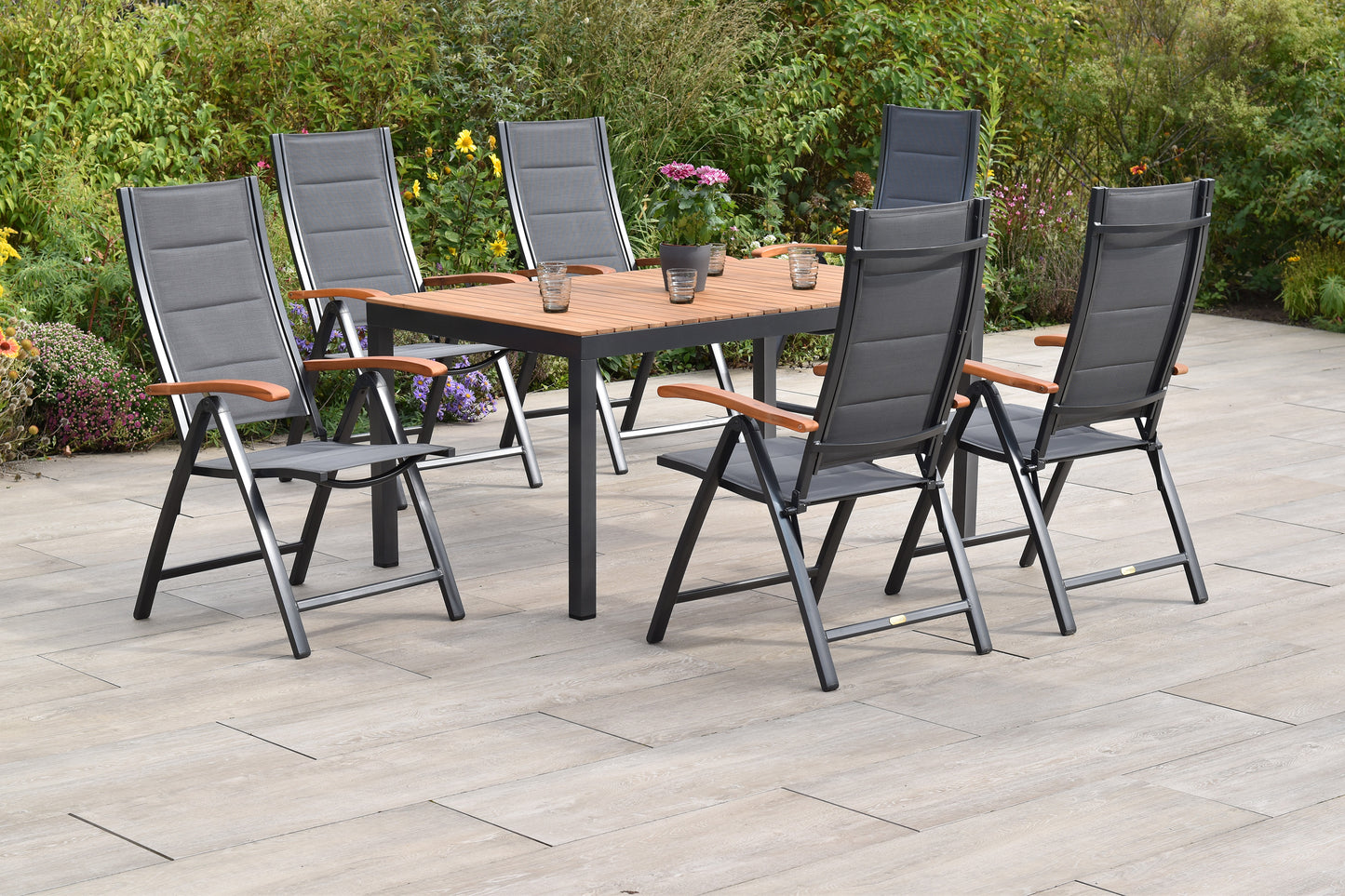 Paxos Set 7tlg.
Aluminium/Textil/Akazie