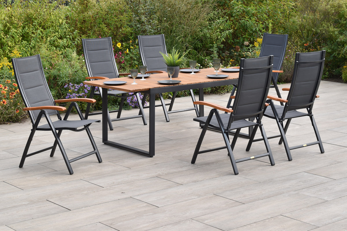 Paxos Set 7tlg.
Aluminium/Textil/Akazie