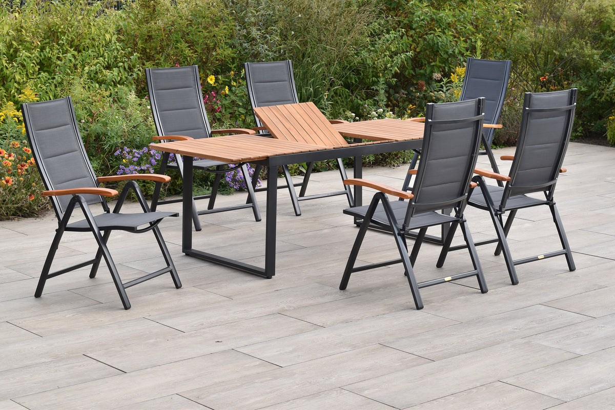 Paxos Set 7tlg.
Aluminium/Textil/Akazie