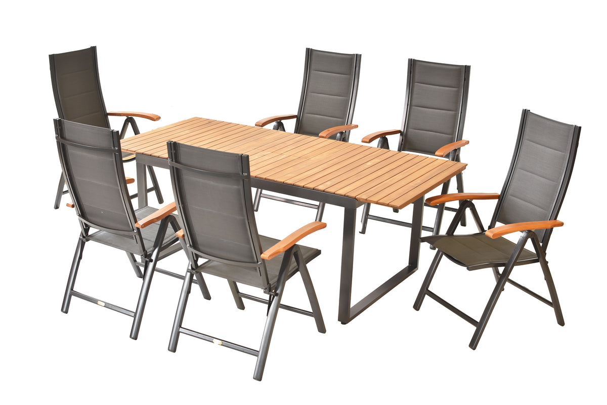 Paxos Set 7tlg.
Aluminium/Textil/Akazie