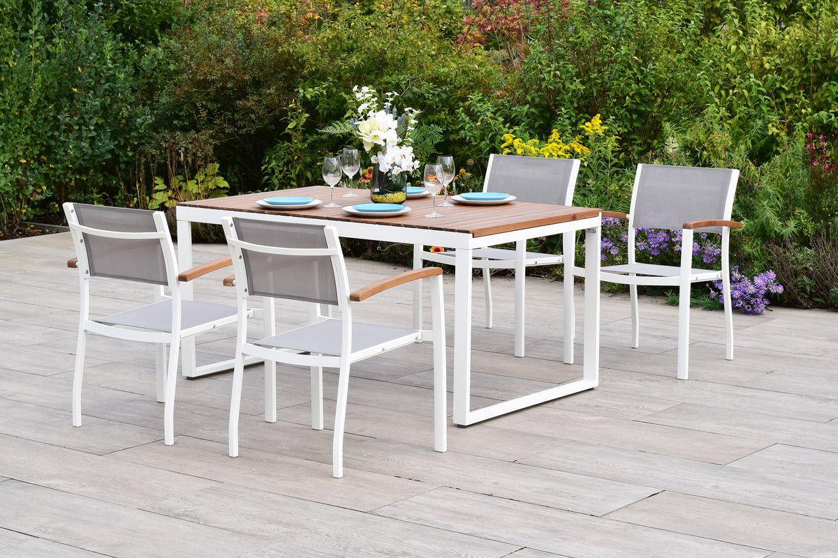 Naxos Set 5tlg.
Aluminium/Textil/Akazie