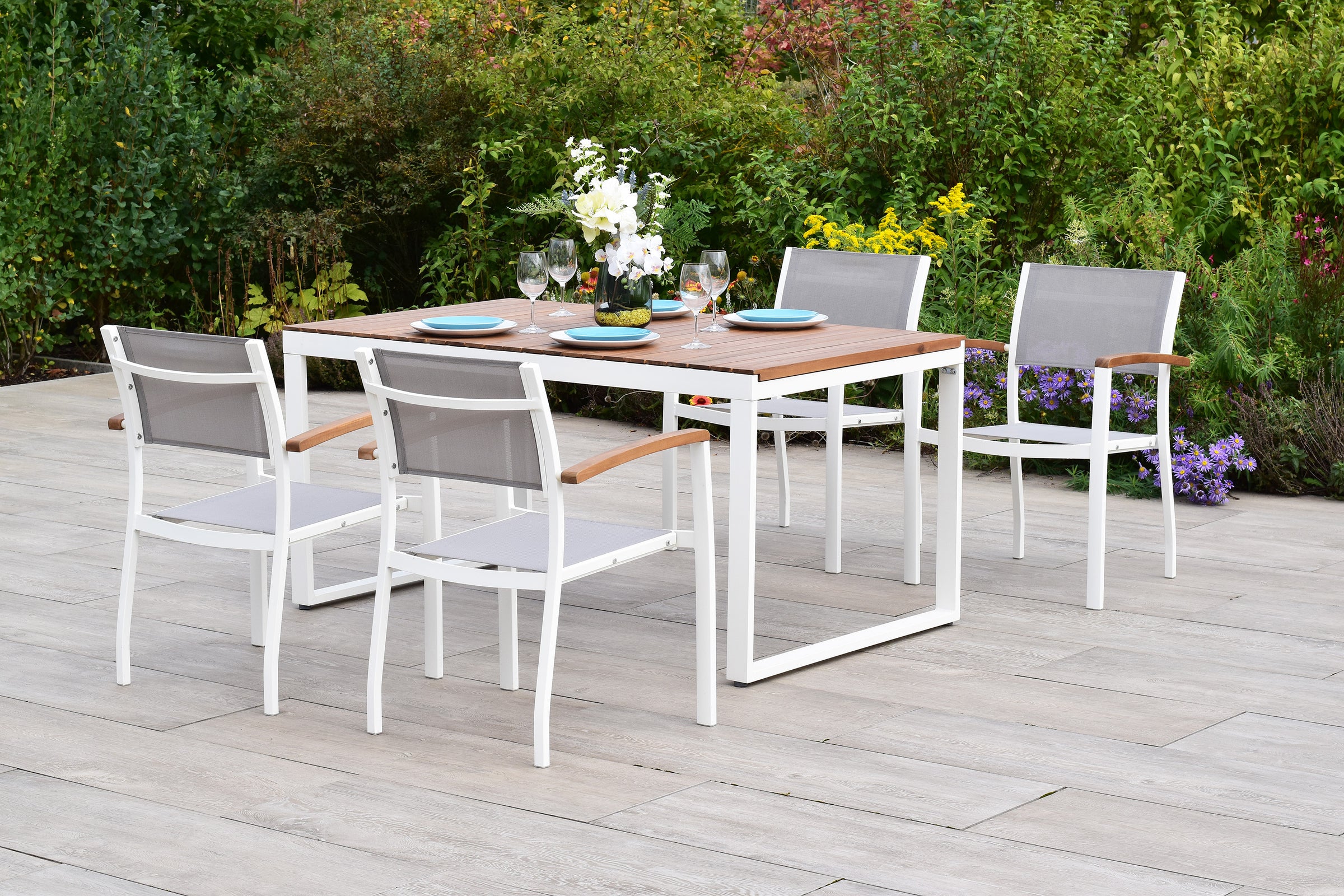 Naxos Set 5tlg.
Aluminium/Textil/Akazie