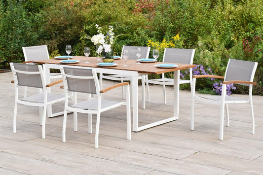 Naxos Set 7tlg.
Aluminium/Textil/Akazie