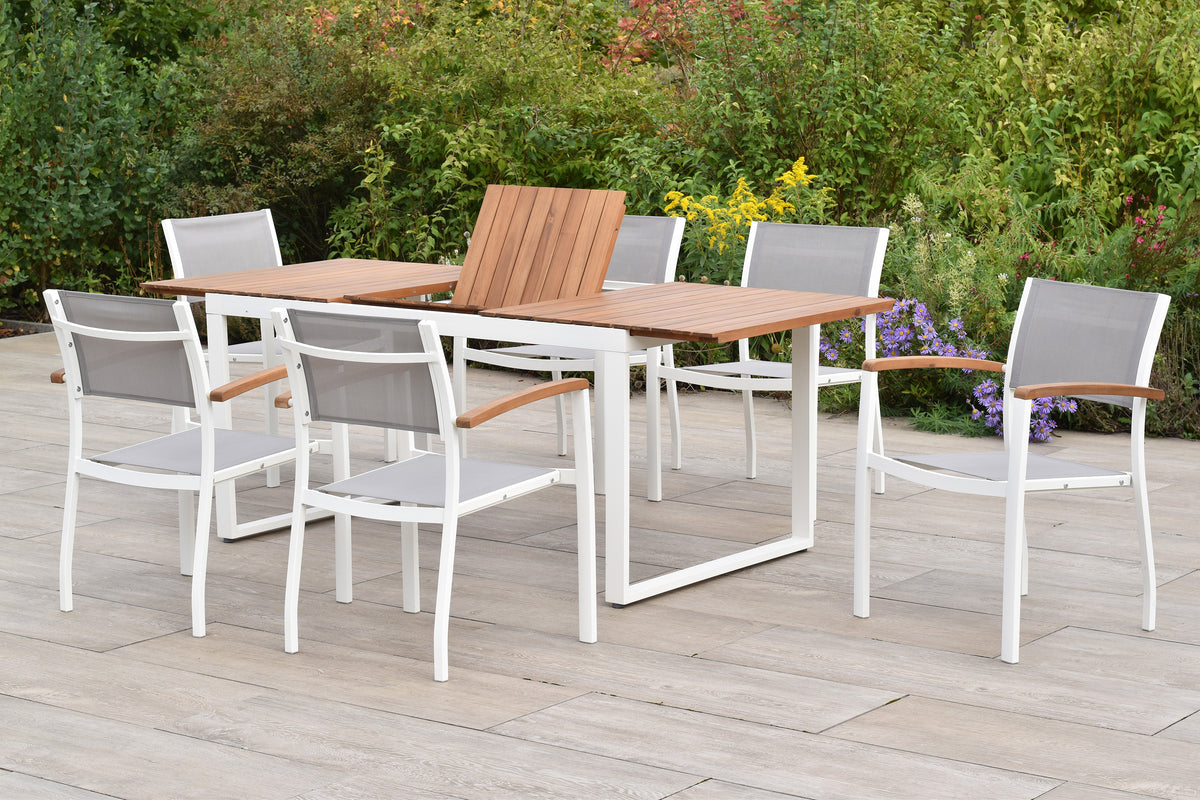 Naxos Set 7tlg.
Aluminium/Textil/Akazie