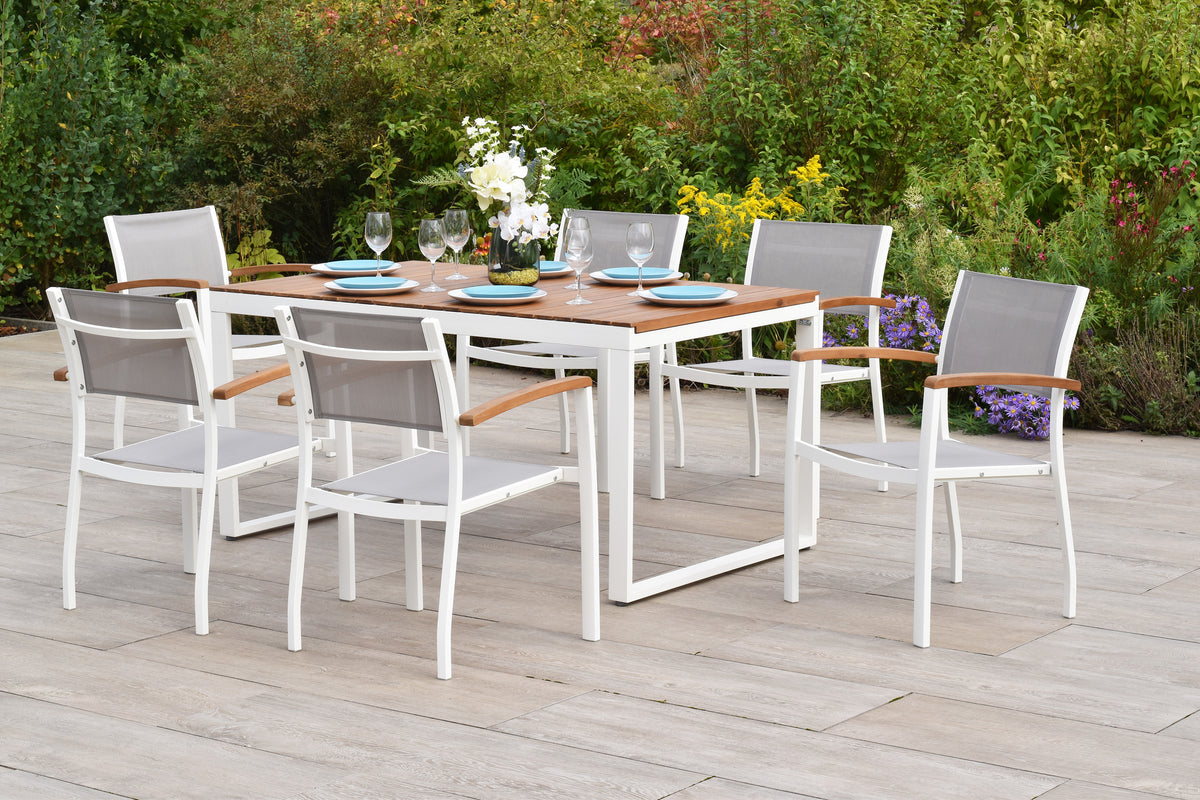 Naxos Set 7tlg.
Aluminium/Textil/Akazie
