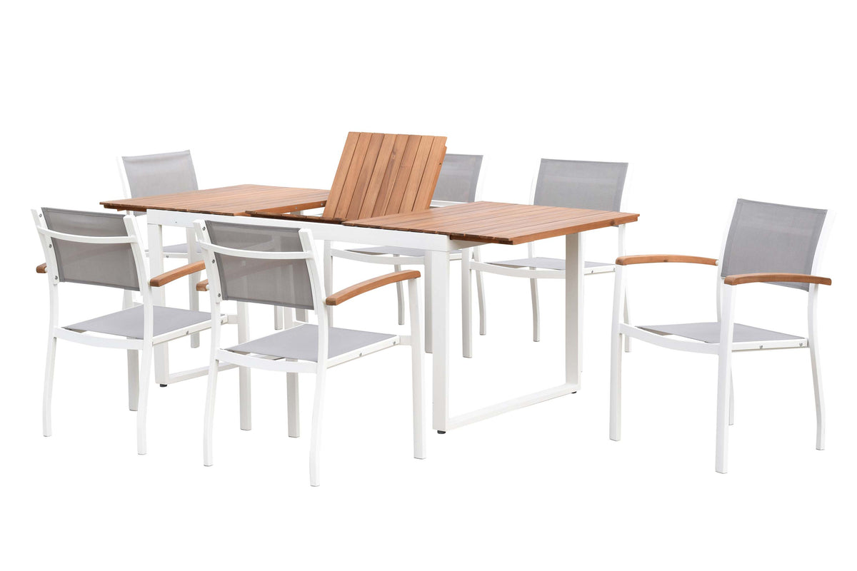 Naxos Set 7tlg.
Aluminium/Textil/Akazie