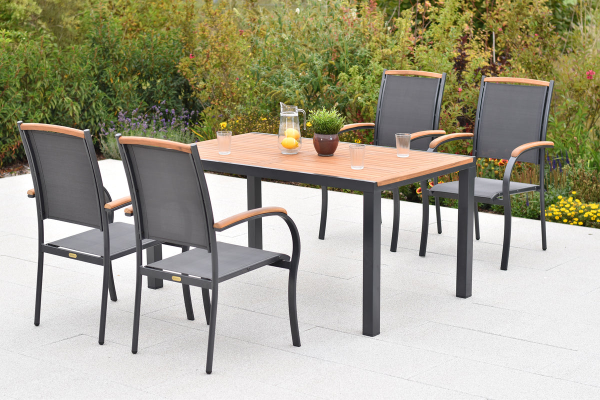 Siena Set 5tlg.
Aluminium/Akazie/Textil