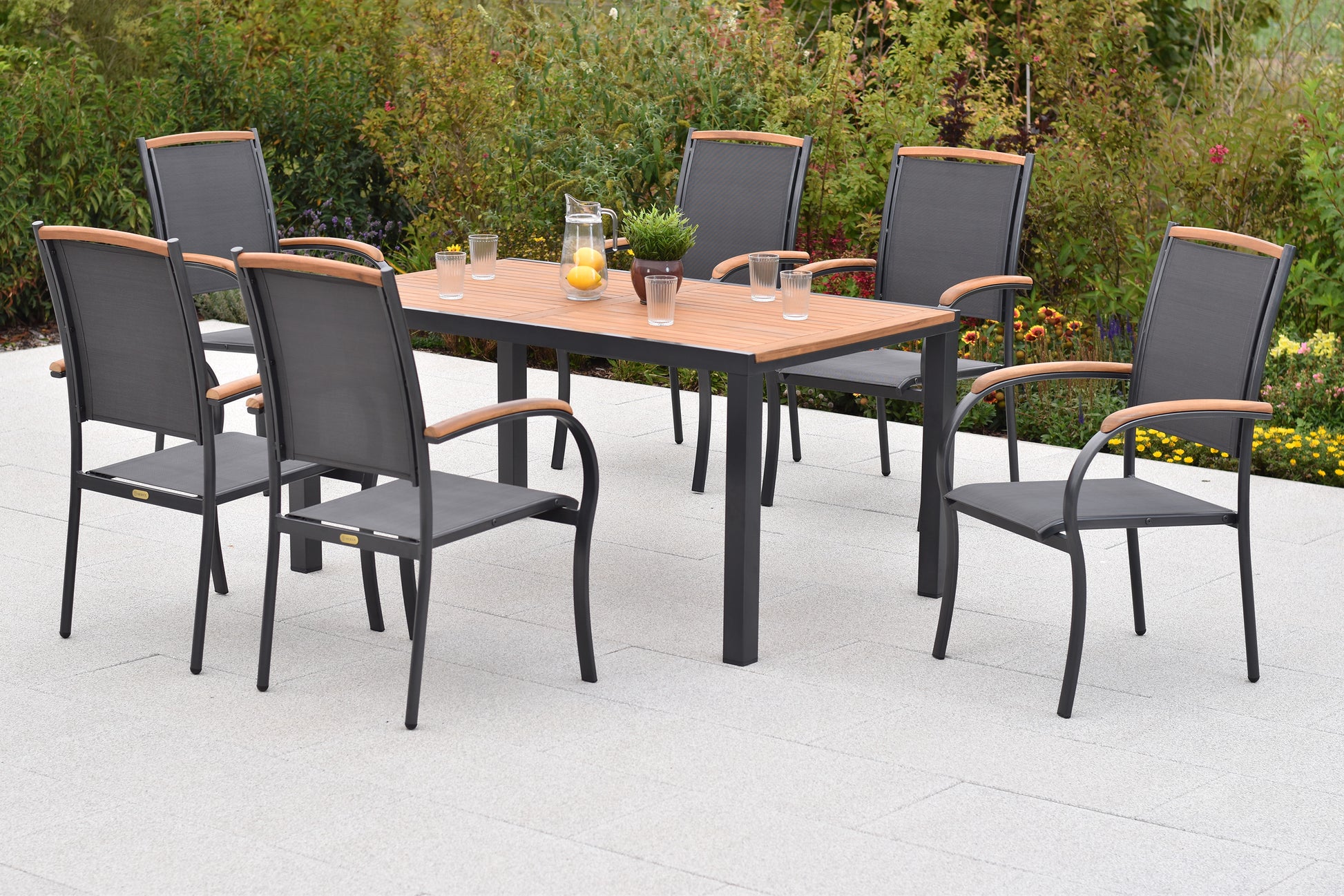 Siena Set 7tlg.
Aluminium/Akazie/Textil