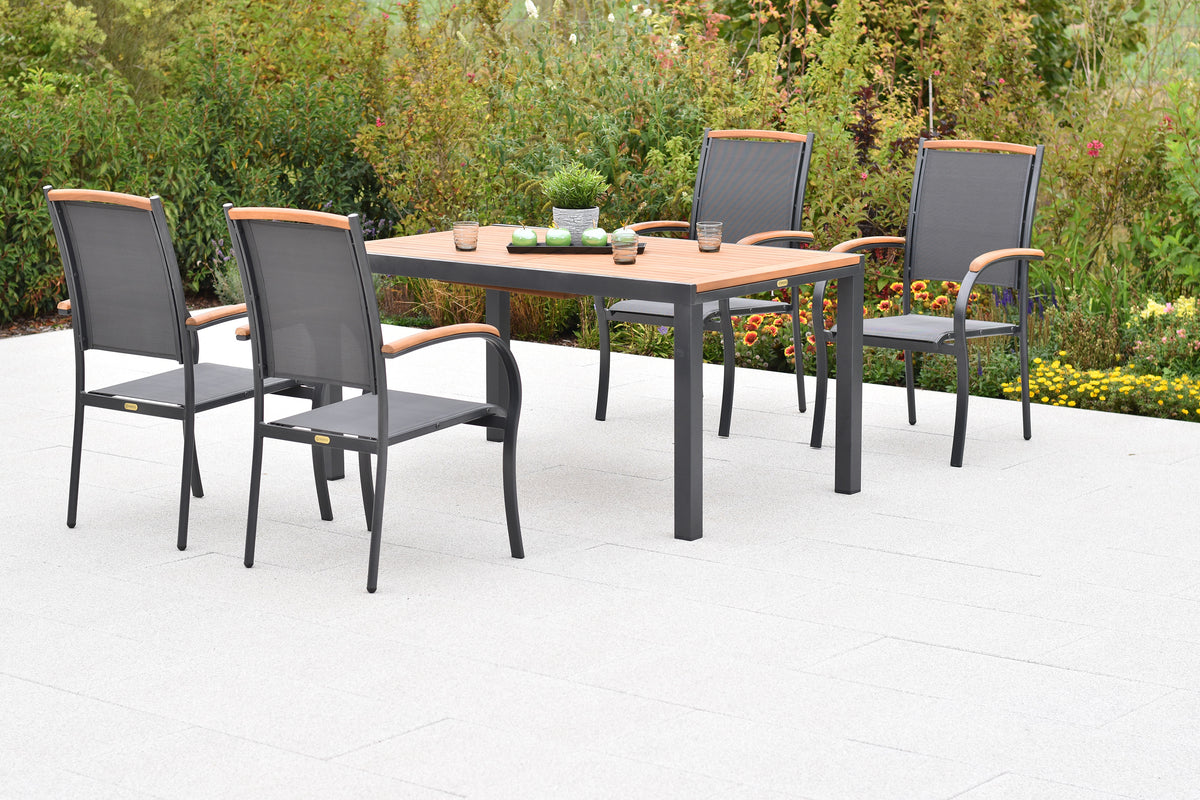 Siena Set 5tlg.
Aluminium/Akazie/Textil