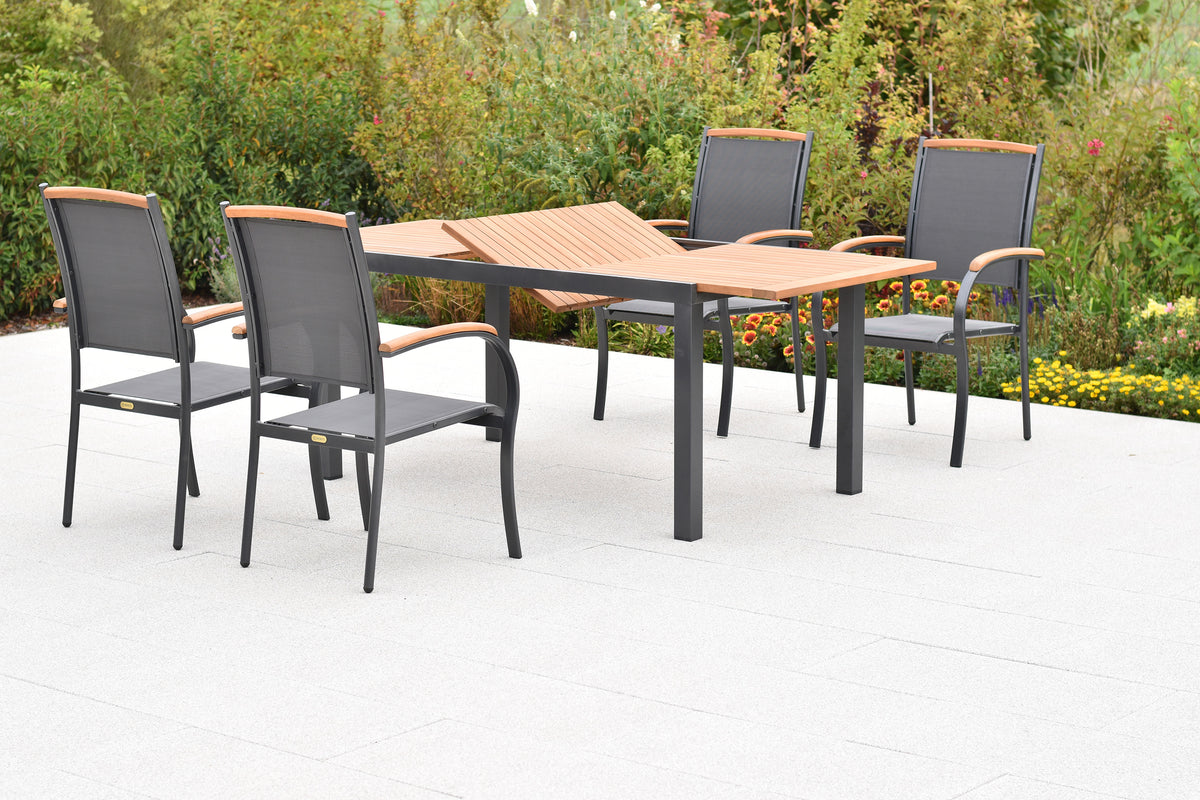 Siena Set 5tlg.
Aluminium/Akazie/Textil