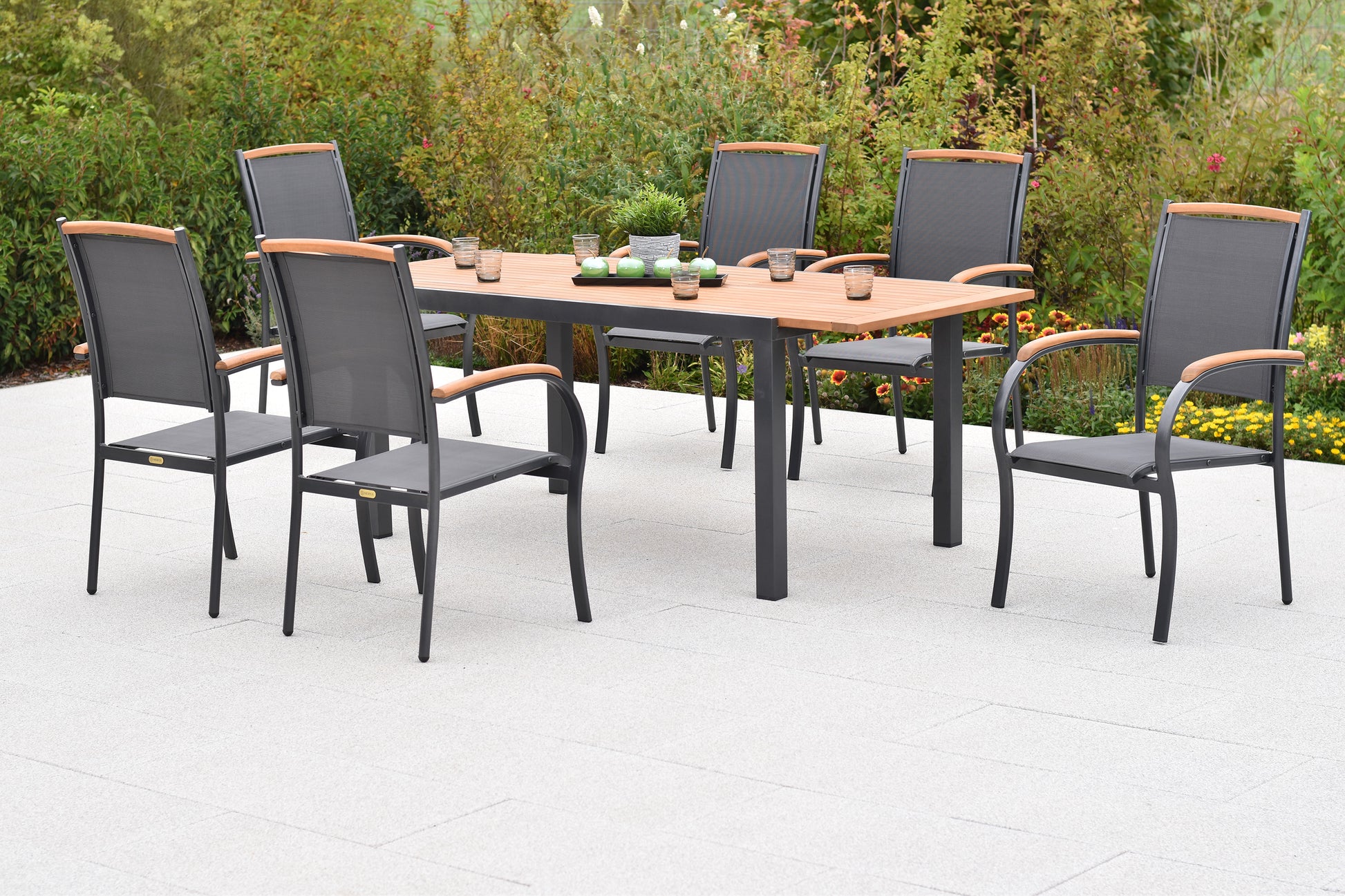 Siena Set 7tlg.
Aluminium/Akazie/Textil