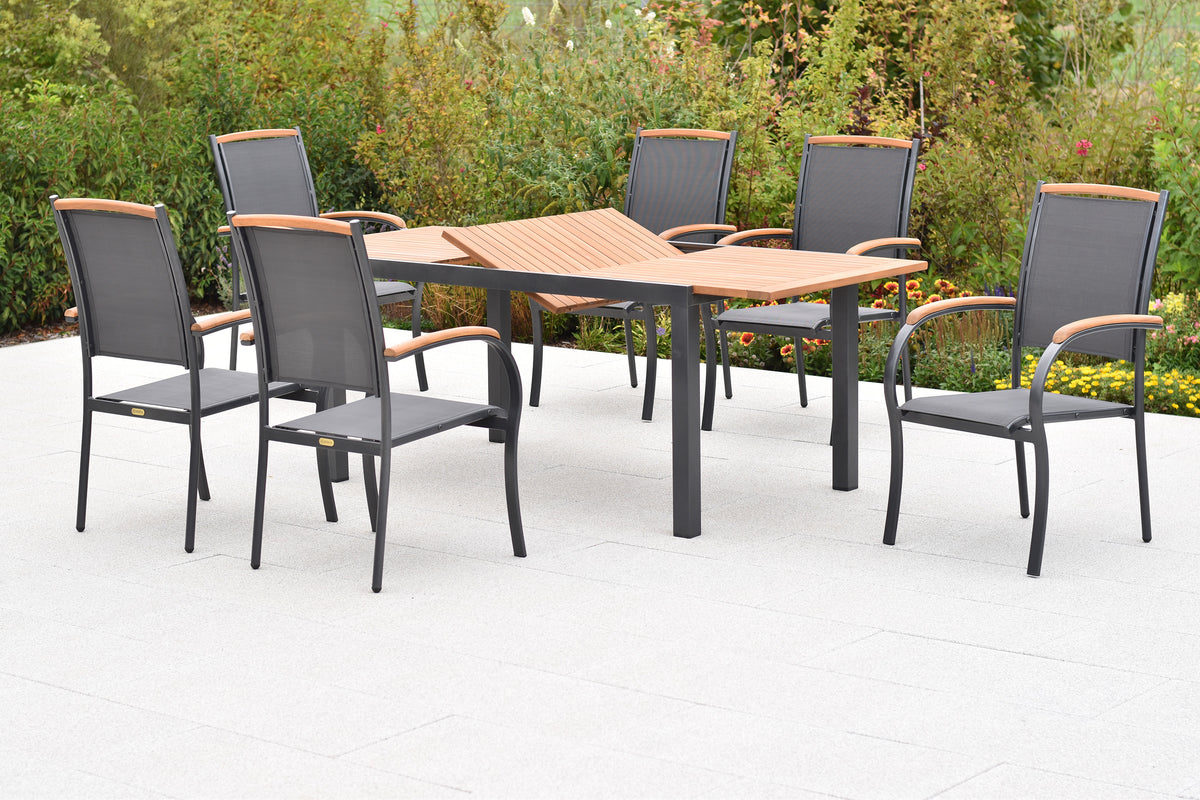 Siena Set 7tlg.
Aluminium/Akazie/Textil