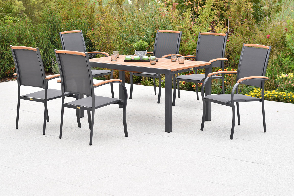 Siena Set 7tlg.
Aluminium/Akazie/Textil