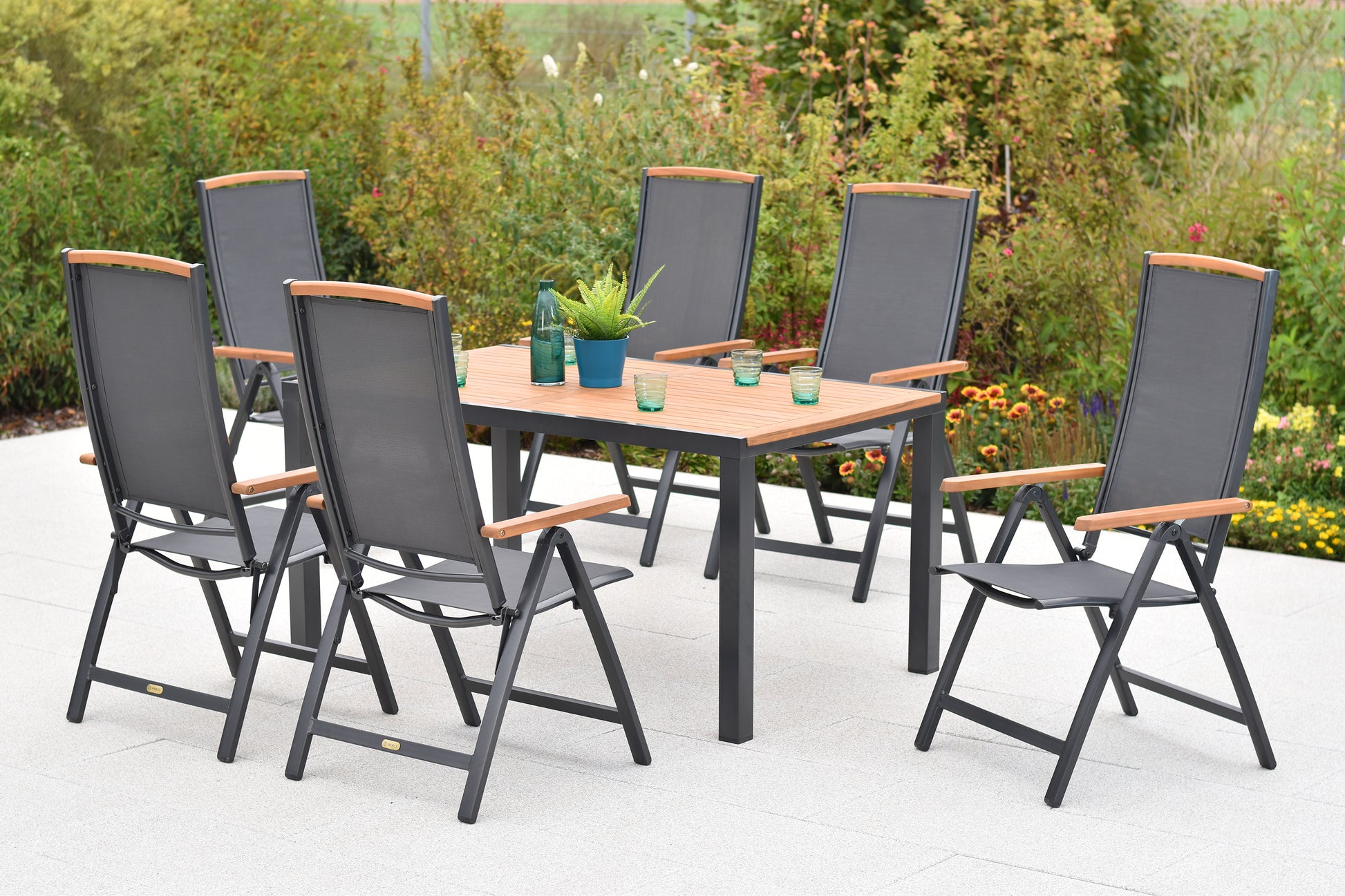 Siena Set 7tlg.
Aluminium/Akazie/Textil