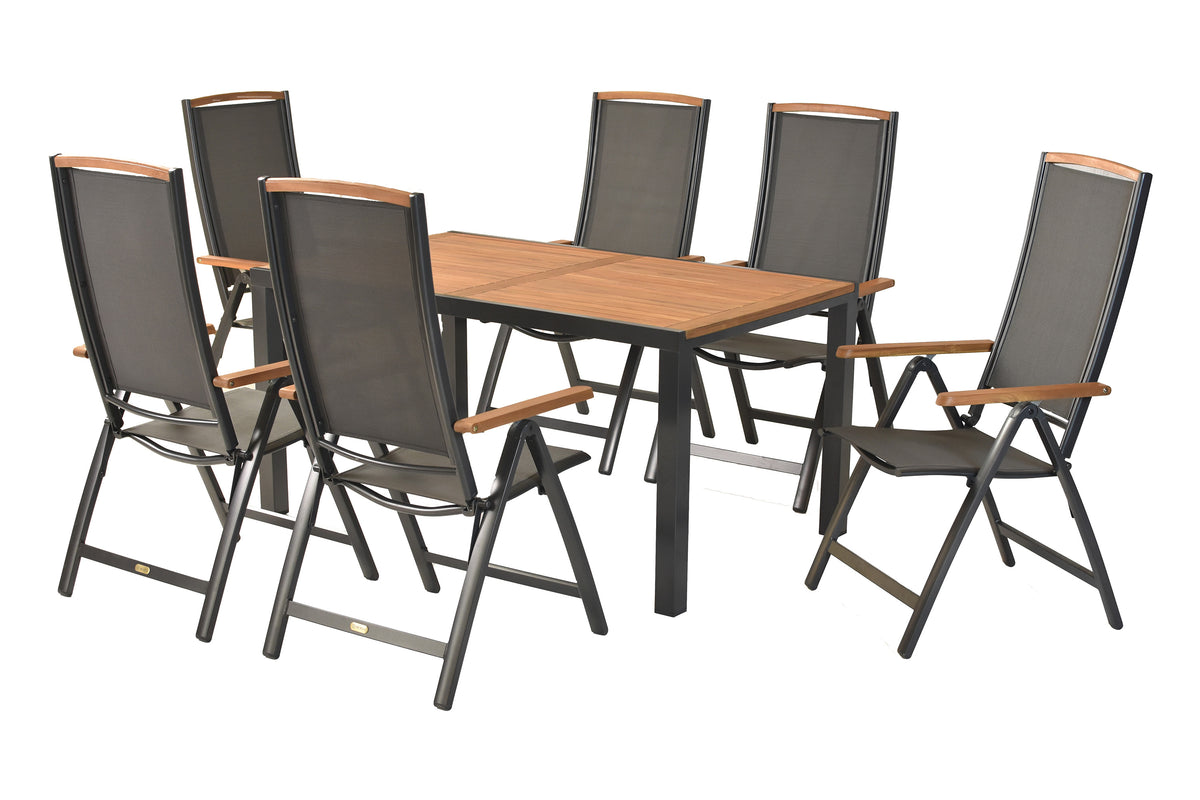 Siena Set 7tlg.
Aluminium/Akazie/Textil