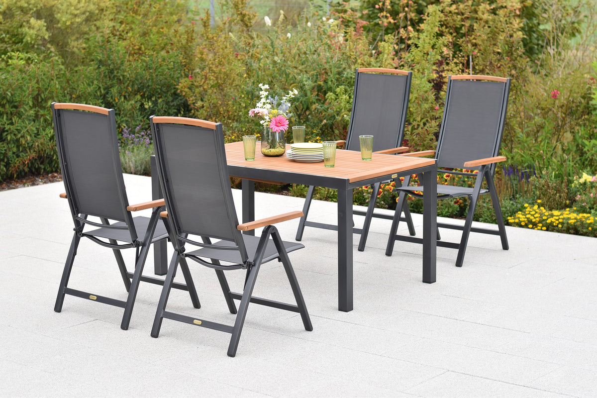 Siena Set 5tlg.
Aluminium/Akazie/Textil