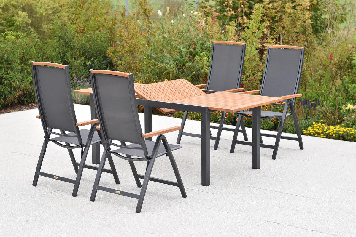 Siena Set 5tlg.
Aluminium/Akazie/Textil