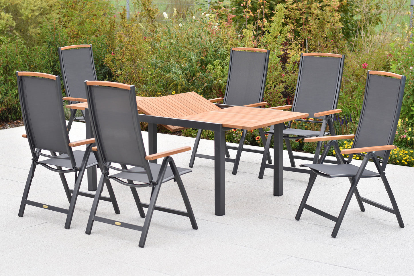 Siena Set 7tlg.
Aluminium/Akazie/Textil
