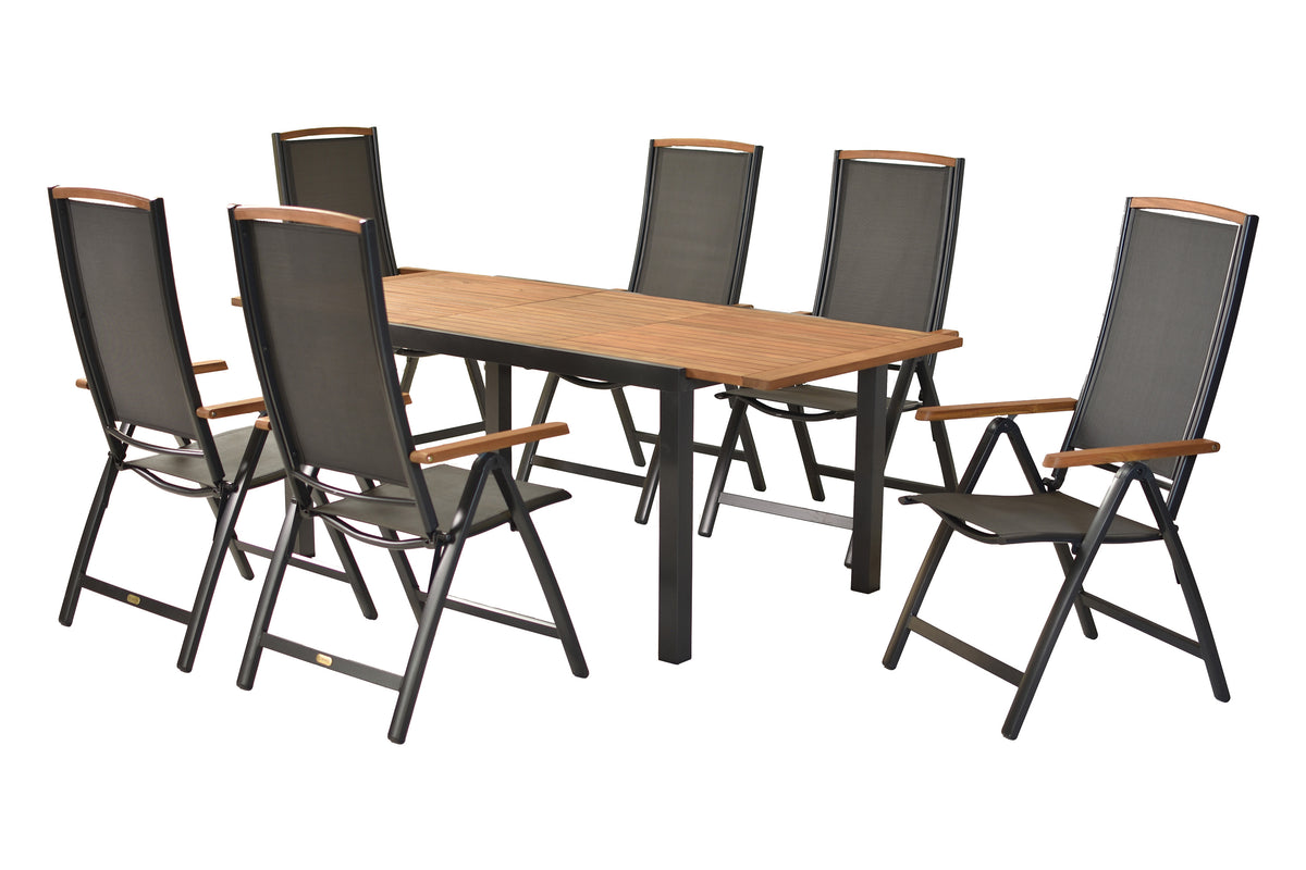 Siena Set 7tlg.
Aluminium/Akazie/Textil