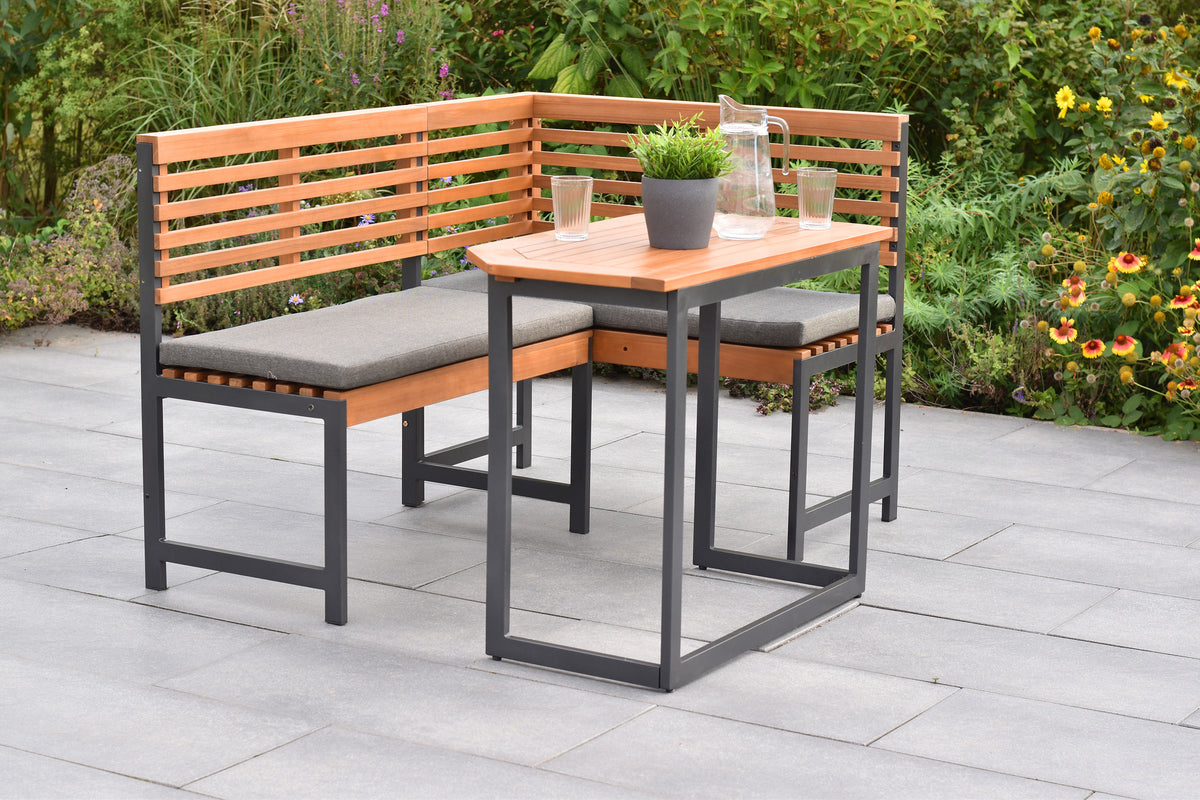 Eckbank Set 
Aluminium/Akazie