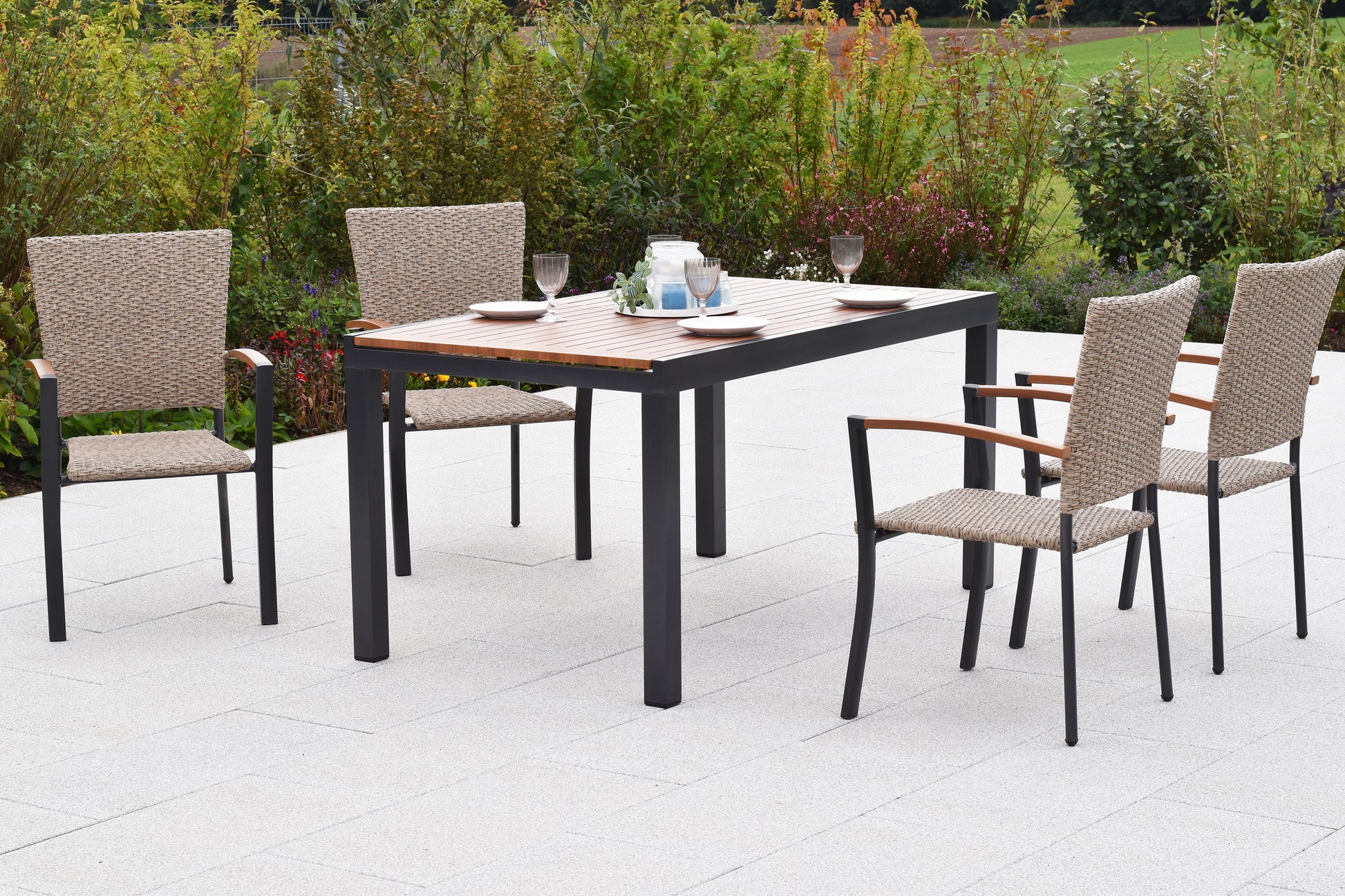 Teramo Set 5tlg.
Alu/KS-geflecht/Polyrattan