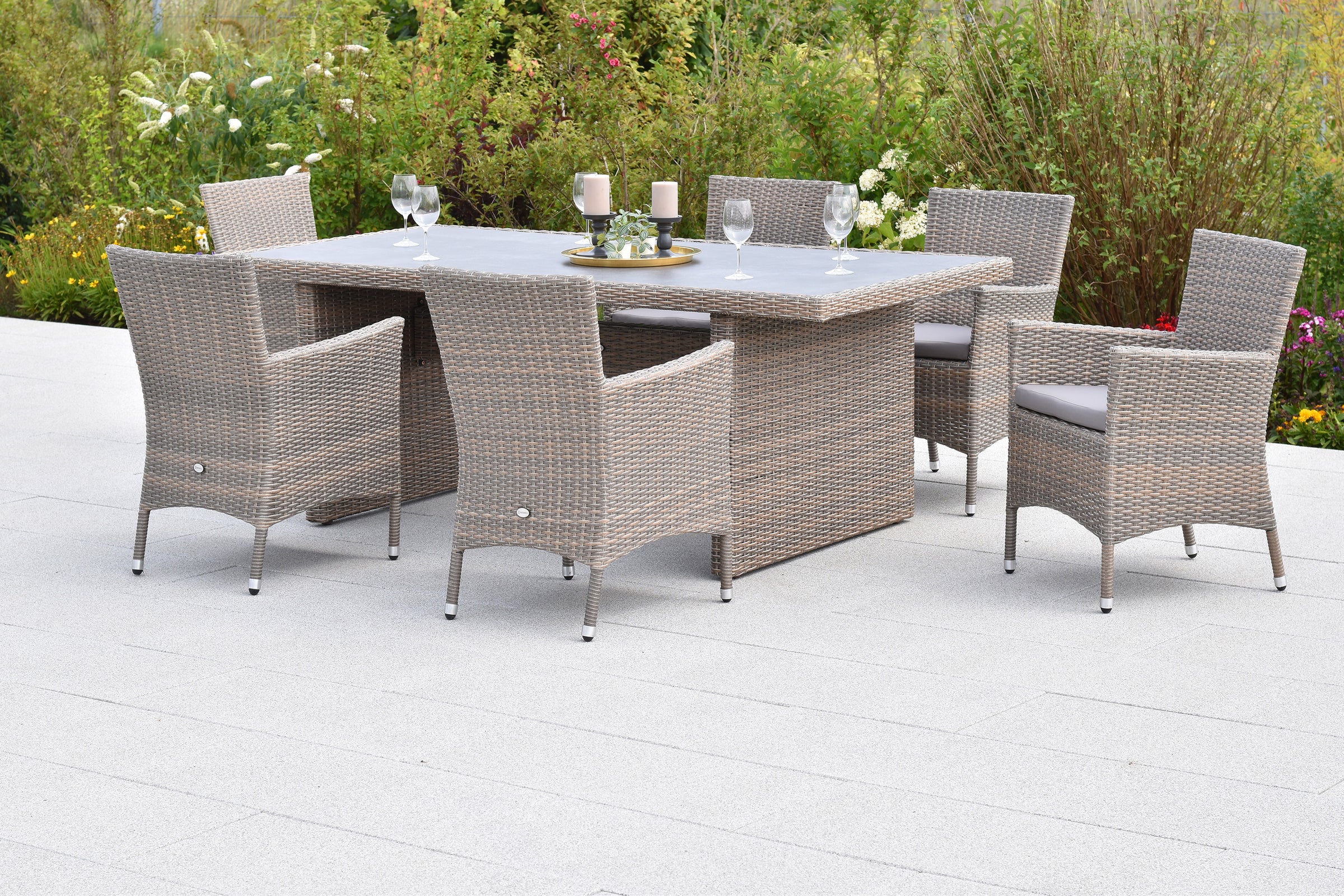 Teneriffa Set 13tlg.
Aluminium/Kunstoffgeflecht
