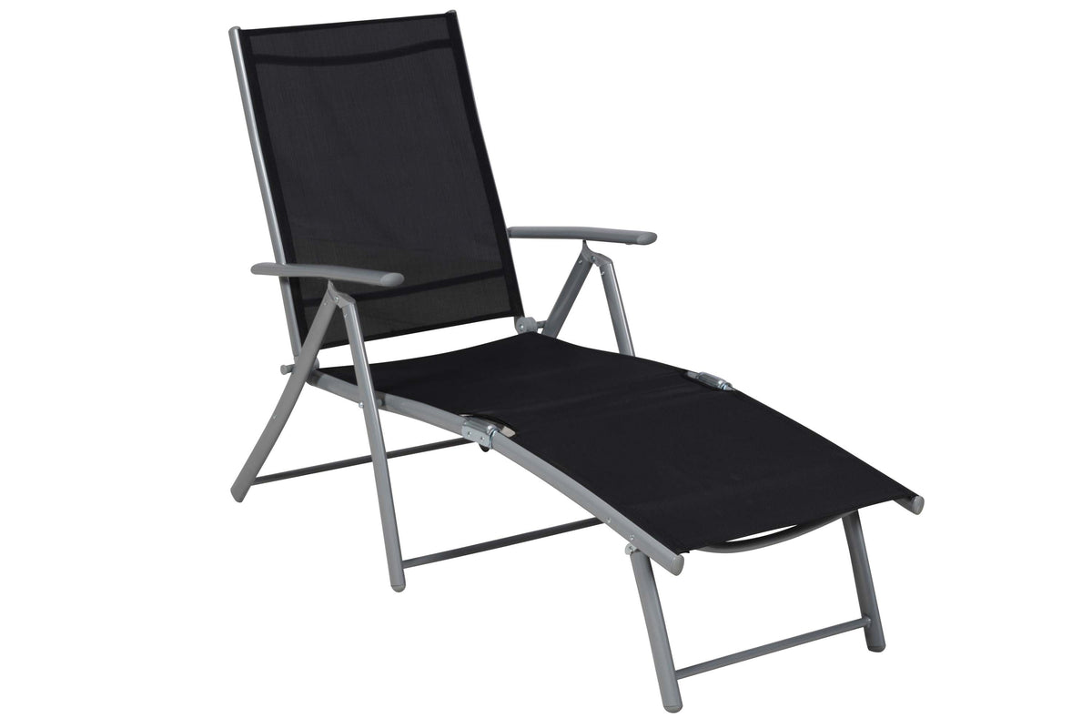 Deckchair inkl. Kopfkissen, schwarz
Alu/Textil