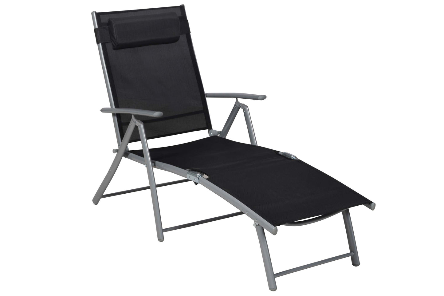 Deckchair inkl. Kopfkissen, schwarz
Alu/Textil