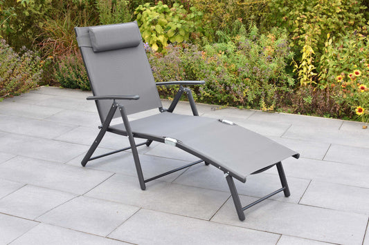 Deckchair inkl. Kopfkissen, grau
Alu/Textil