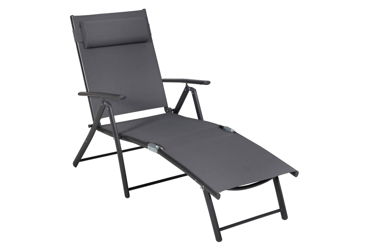 Deckchair inkl. Kopfkissen, grau
Alu/Textil