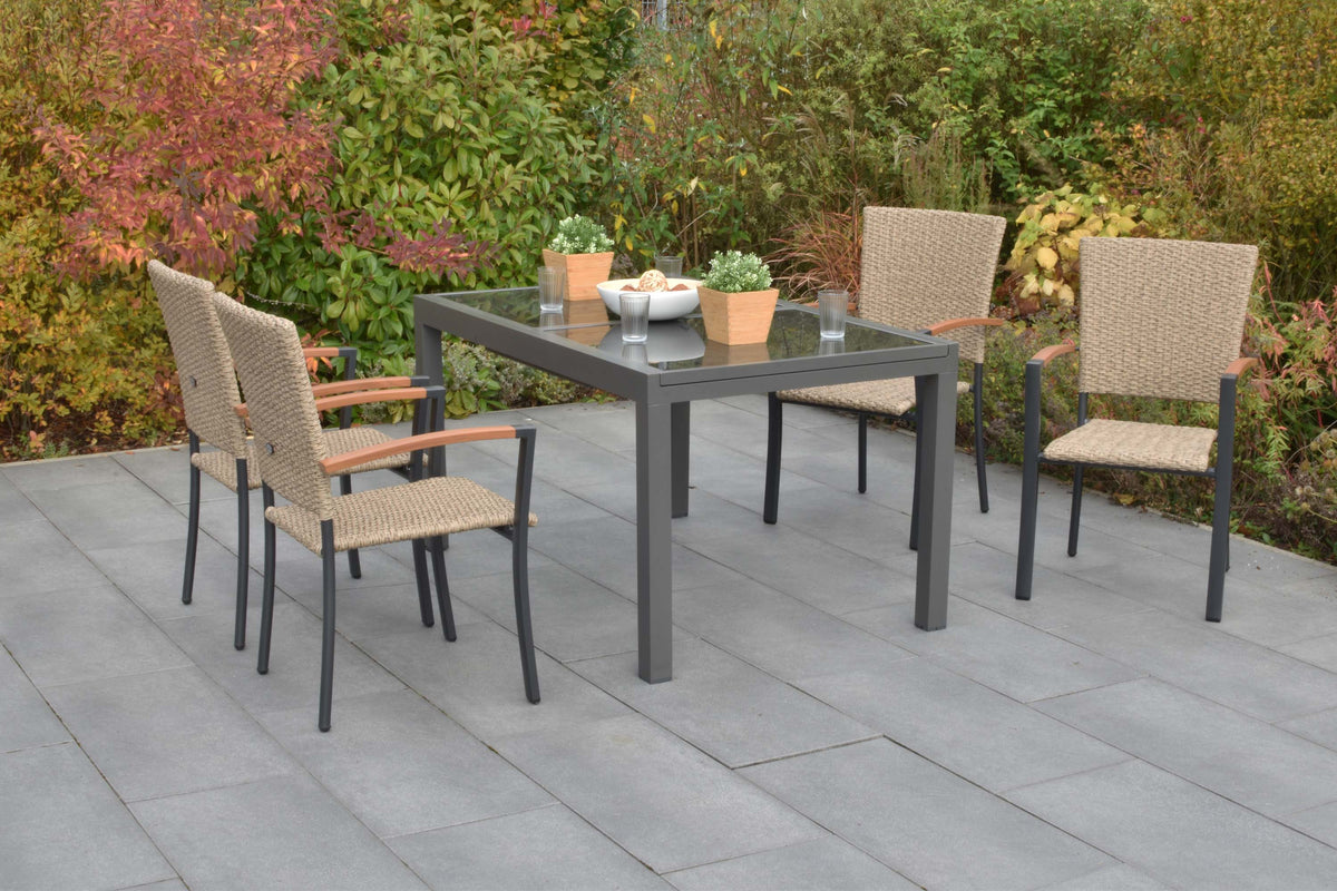 Teramo Set 5tlg.
Alu/KS-geflecht/Polyrattan
