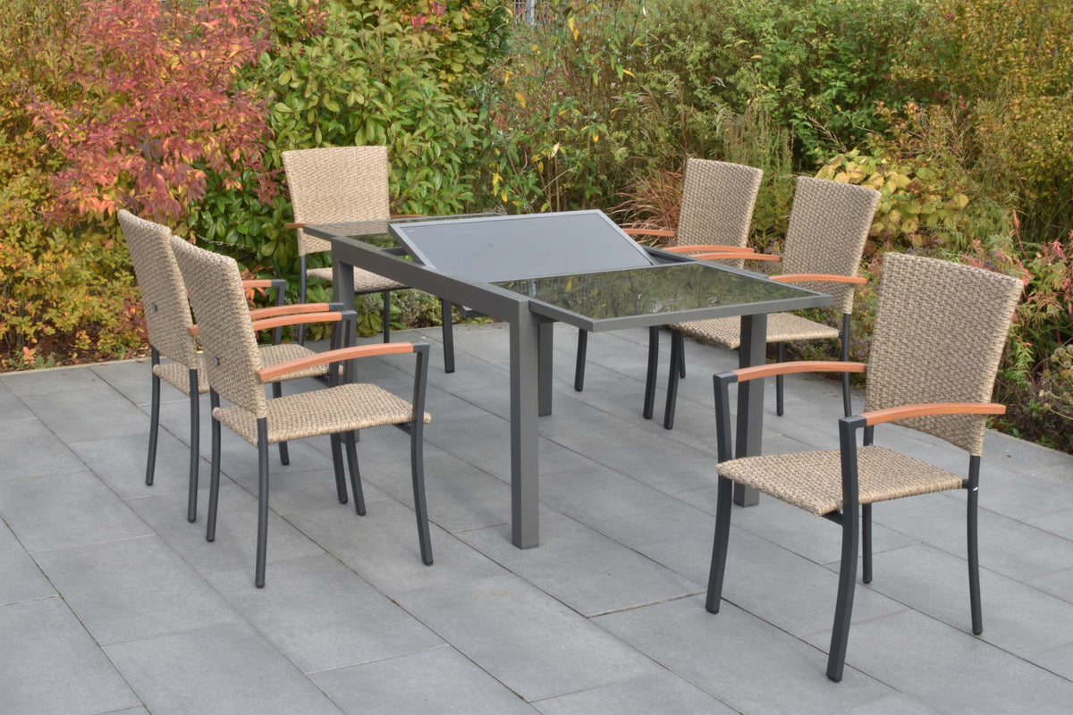 Teramo Set 7tlg.
Alu/KS-geflecht/Polyrattan