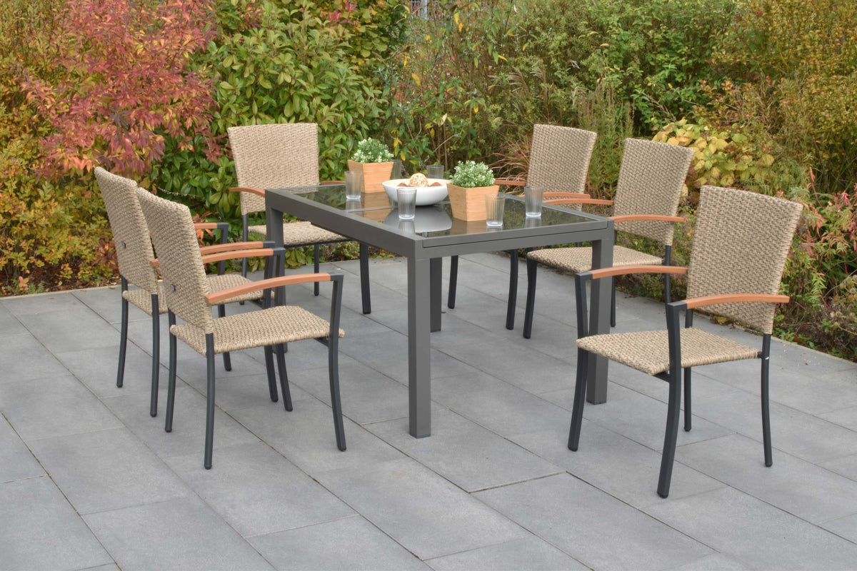 Teramo Set 7tlg.
Alu/KS-geflecht/Polyrattan