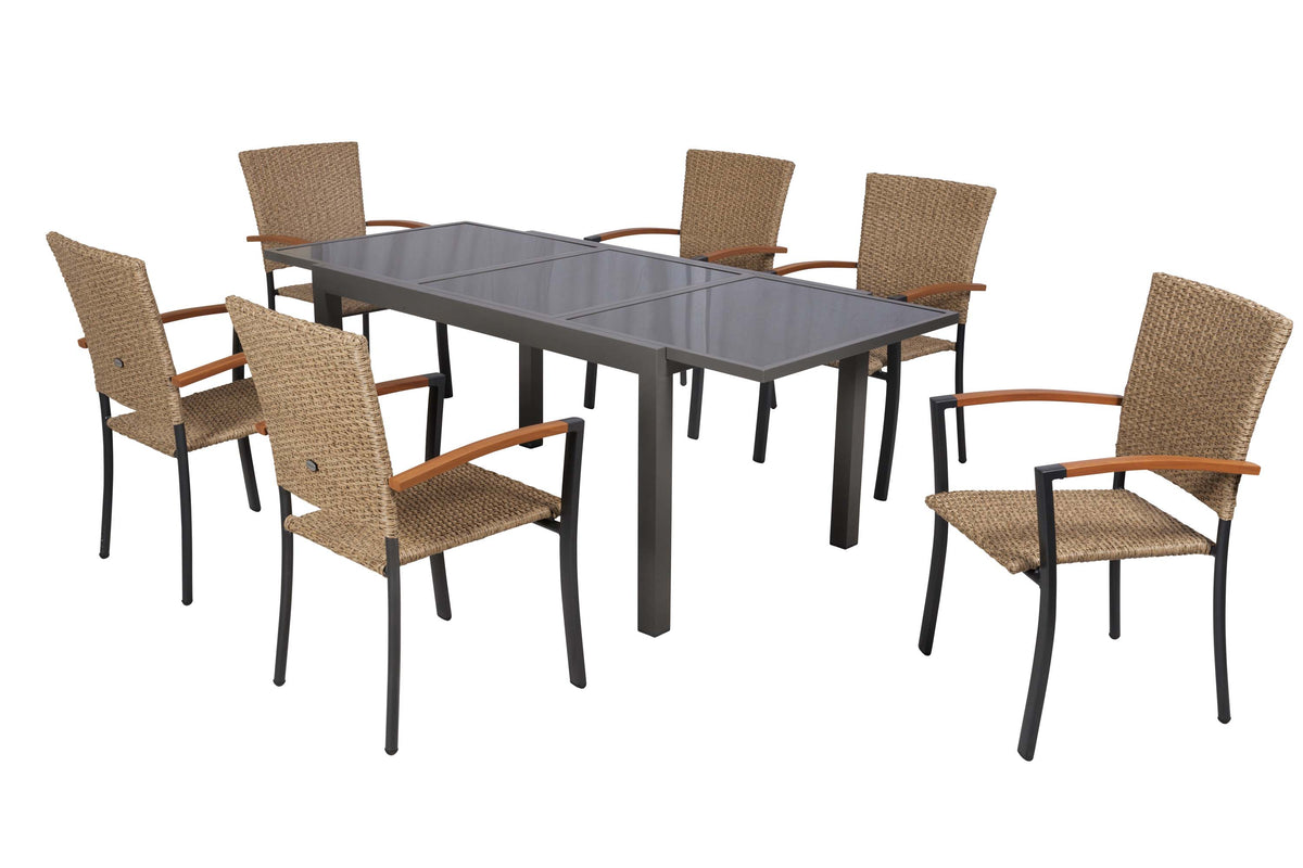 Teramo Set 7tlg.
Alu/KS-geflecht/Polyrattan